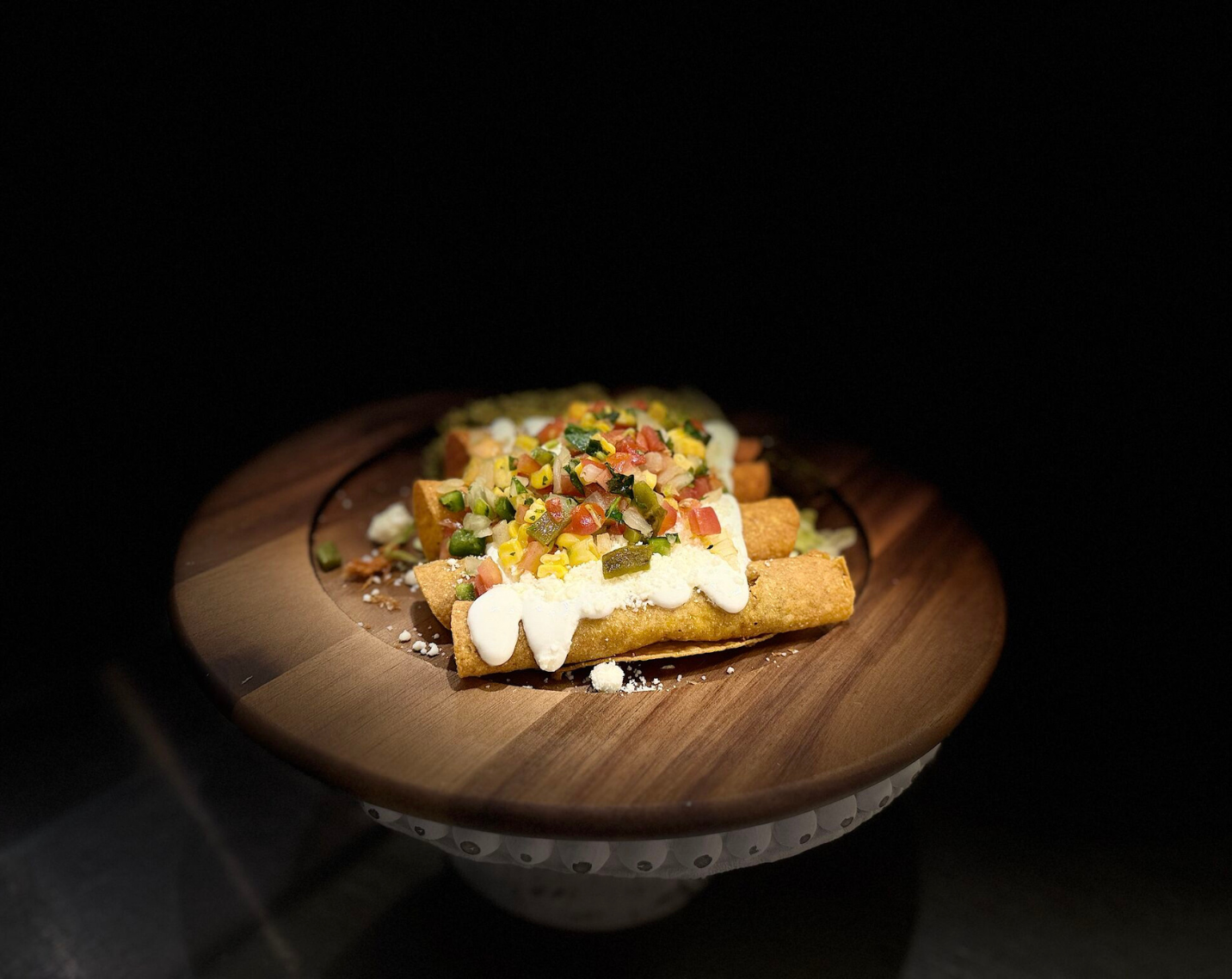 The first menu iteration developed for the Farm to Chef program was chicken taquitos with cilantro lime rice and roasted corn pico de gallo. 